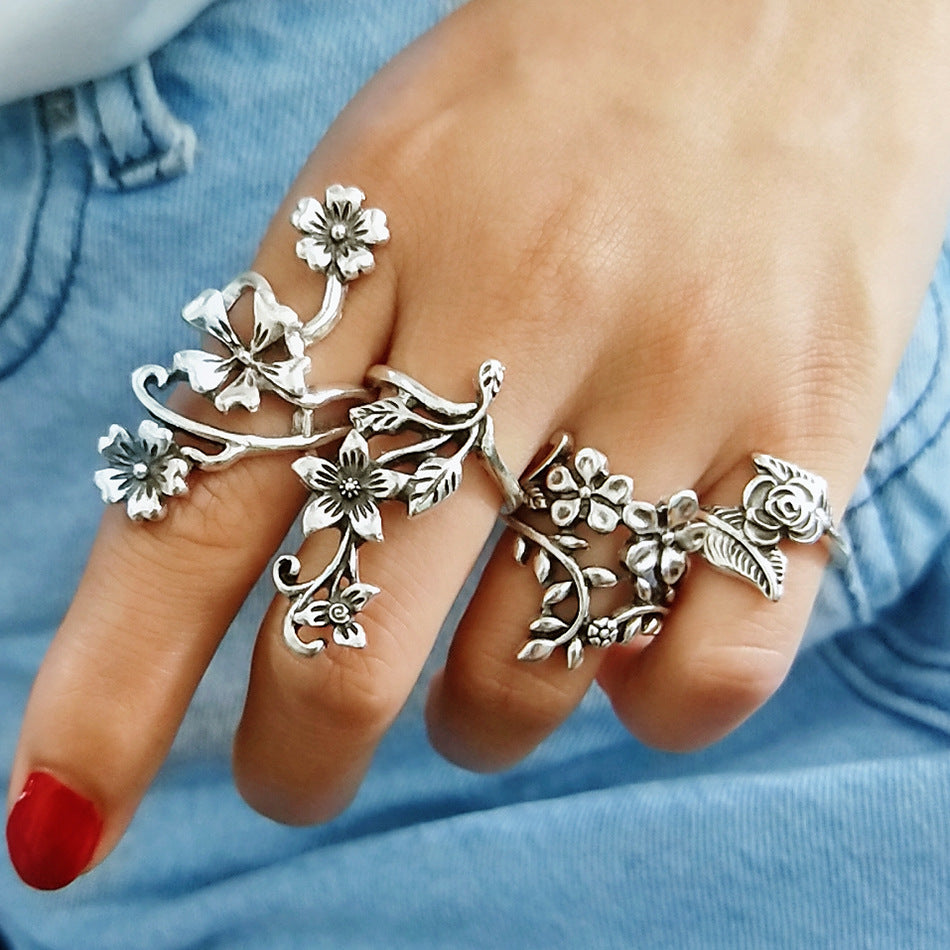 Vine and Leaf Flower Ring