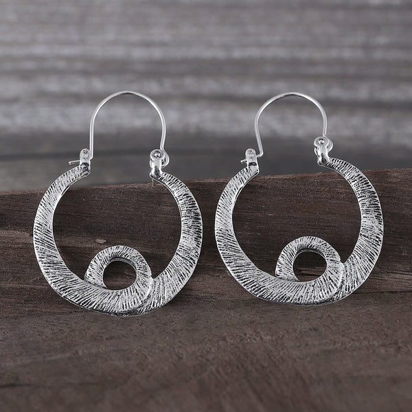 Gypsy Spiral Design Metal Earrings