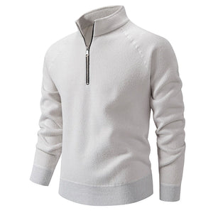 Men's Thickened Stand-Up Collar Half-Zip Slim-Fit Knit Sweater