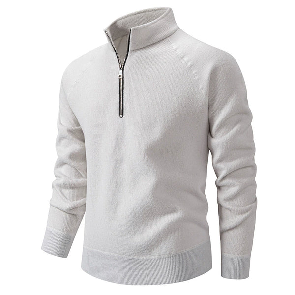 Men's Thickened Stand-Up Collar Half-Zip Slim-Fit Knit Sweater