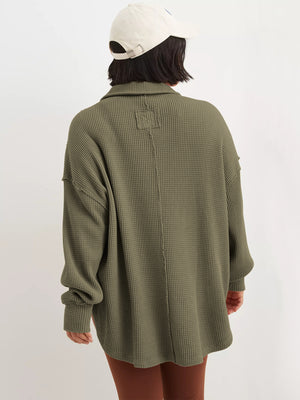 V-Neck Waffle Line Sweatshirt