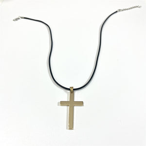 Personalized Cross Black Rope Necklace