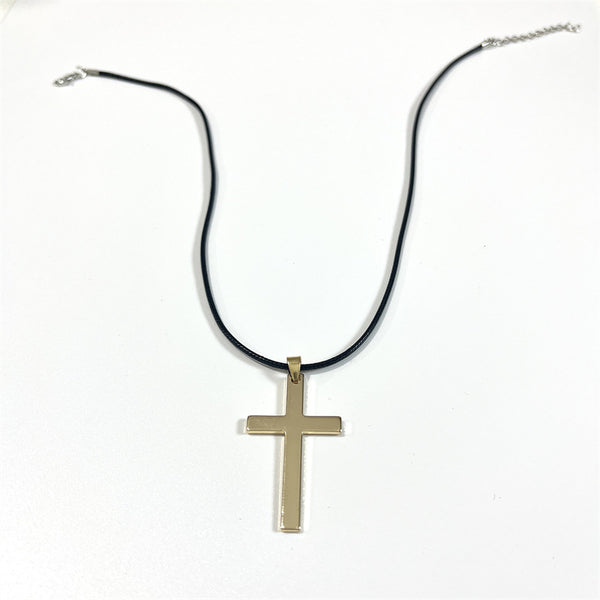 Personalized Cross Black Rope Necklace