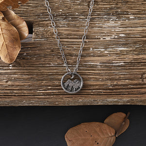 Mountain and Pine Pendant Necklace