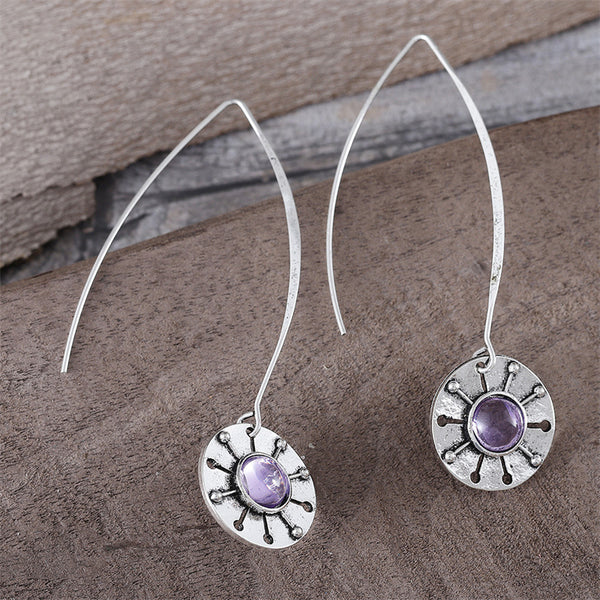 Personalized Disc Sun Dangle Earrings