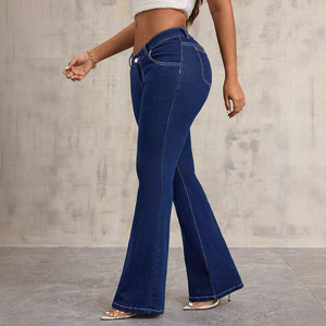 X-Spot-65775 #Amazon Cross-border Women's Clothing European and American Foreign Trade Fashion Versatile Slim-fit Elastic Denim Trousers