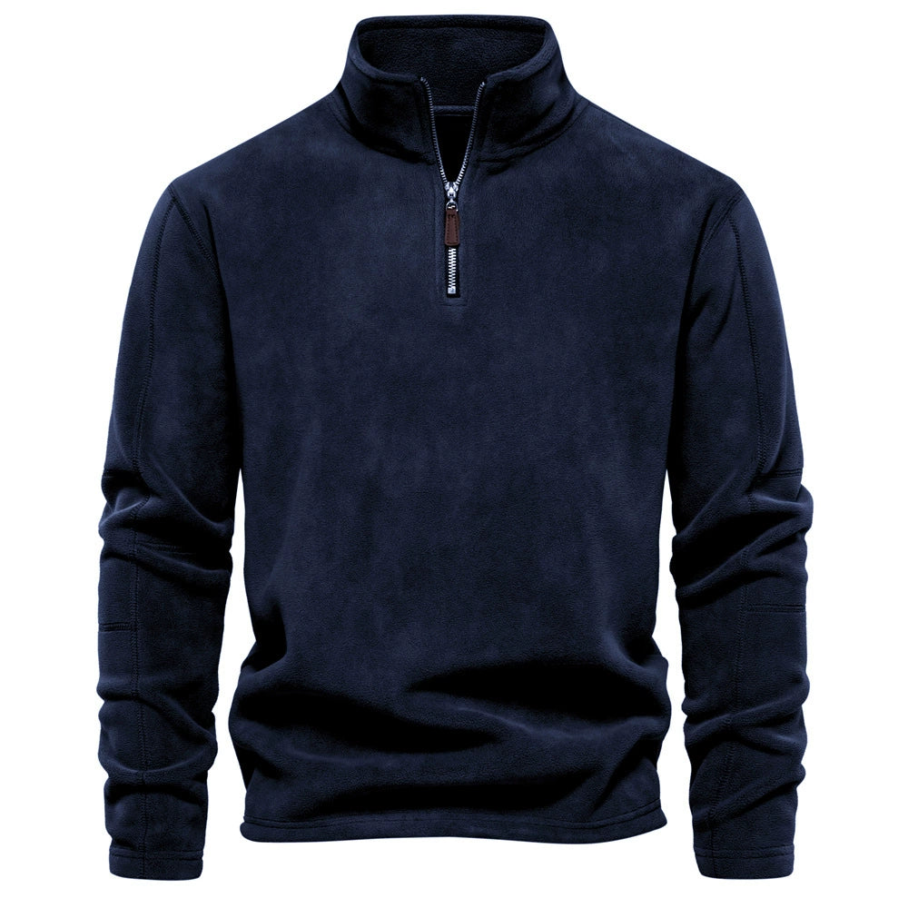 Men's Stand Collar Half-Zip Long Sleeve Sweatshirt Stand Collar Fleece Top