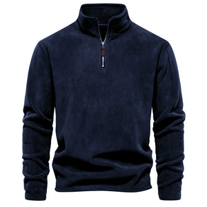 Men's Stand Collar Half-Zip Long Sleeve Sweatshirt Stand Collar Fleece Top