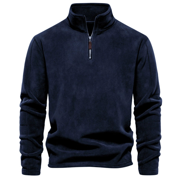 Men's Stand Collar Half-Zip Long Sleeve Sweatshirt Stand Collar Fleece Top