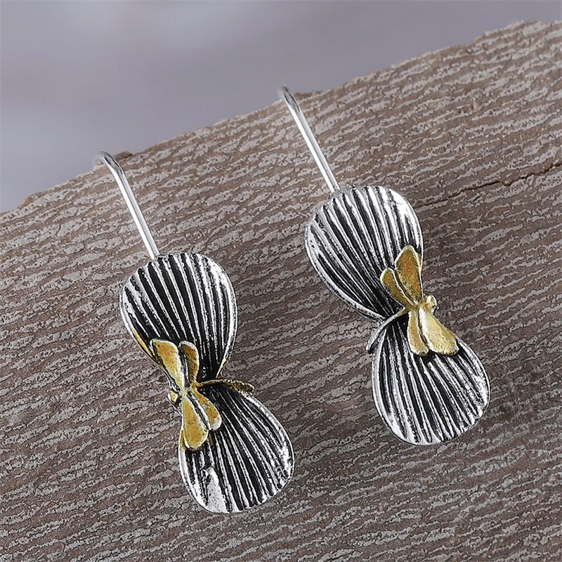 Personalized Dragonfly Embossed Bow Styled Earrings