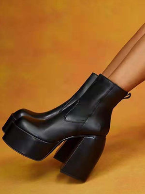 Chunky Heel Platform High Boots