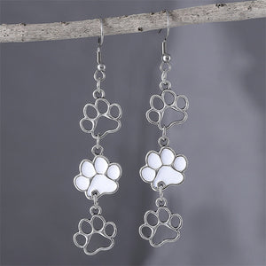 Vintage Puppy Paw Print Dangle Earrings