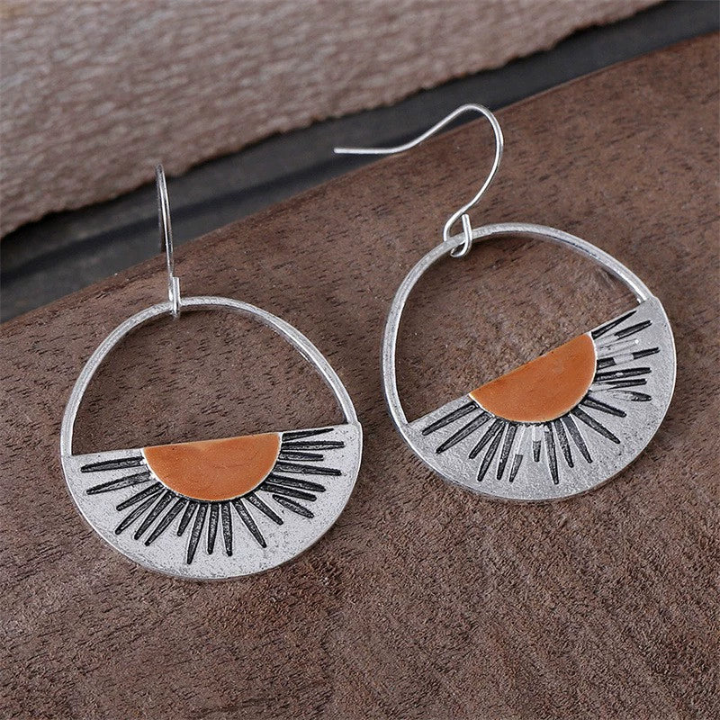 Orange Half Circle Cutout Sunset Earrings