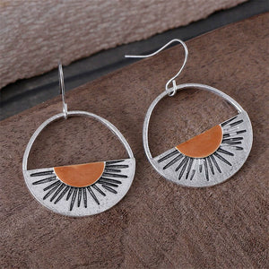 Orange Half Circle Cutout Sunset Earrings