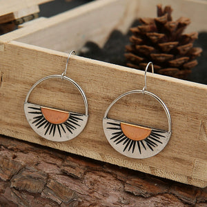 Orange Half Circle Cutout Sunset Earrings