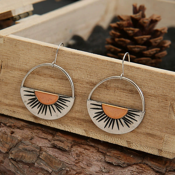 Orange Half Circle Cutout Sunset Earrings