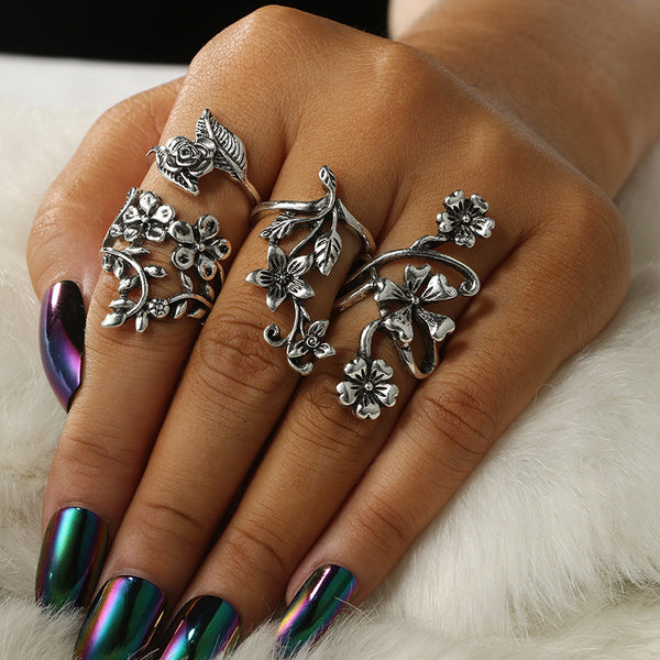 Vine and Leaf Flower Ring
