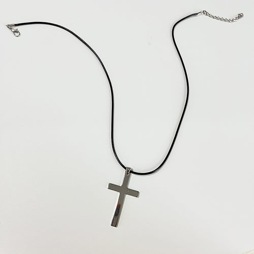 Personalized Cross Black Rope Necklace