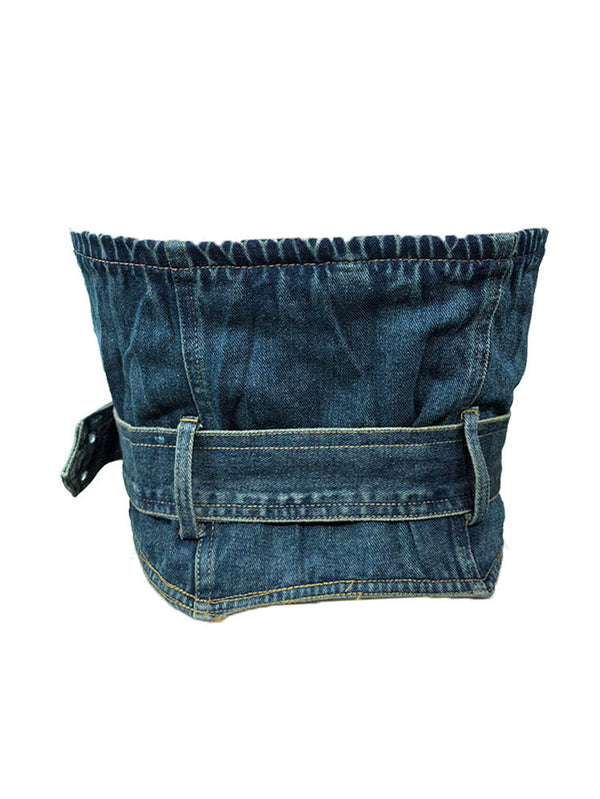 Denim Belted Zip Tube Top