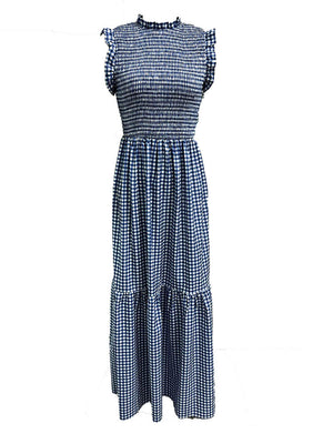 Ruffle Sleeves Gingham Maxi Dress