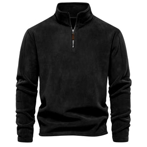 Men's Stand Collar Half-Zip Long Sleeve Sweatshirt Stand Collar Fleece Top