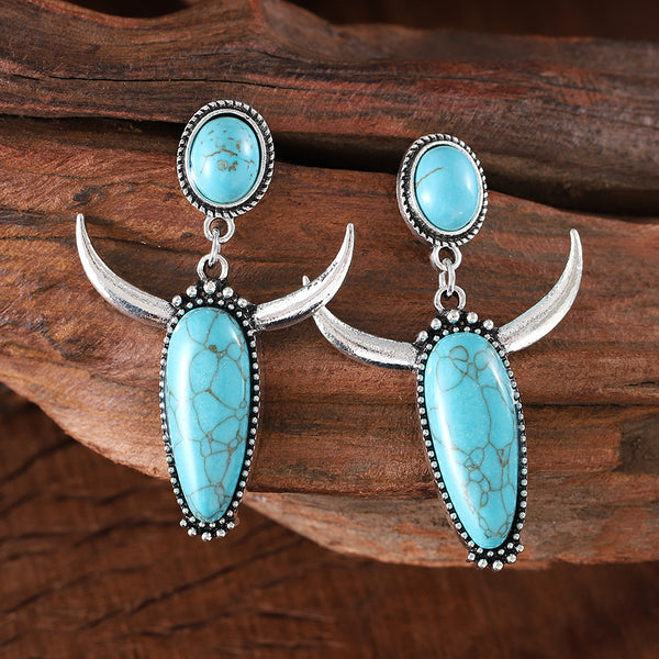 Turquoise Cow Head Earrings