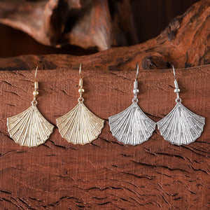 Vintage Ginkgo Leaf Dangle Earrings