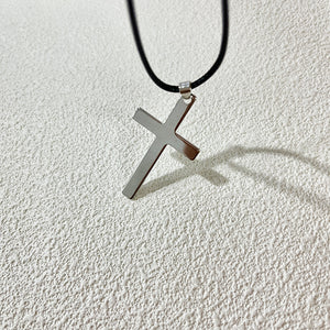 Personalized Cross Black Rope Necklace