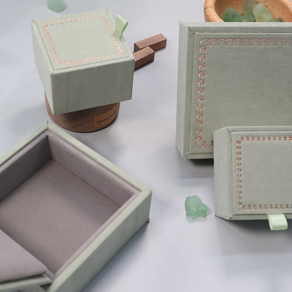 Premium Mint Green Wooden Jewelry Box with Rose Gold Trim
