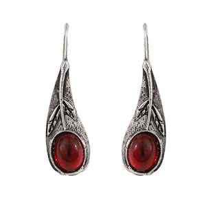 Red Gemstone Leaf Earrings
