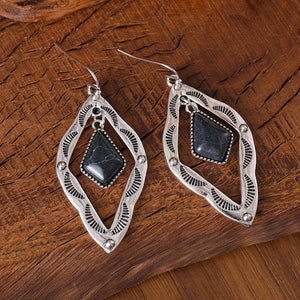 Vintage Ethnic Style Turquoise Diamond Earrings