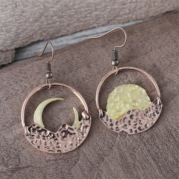 Simple Mountains Moon and Sun Earrings