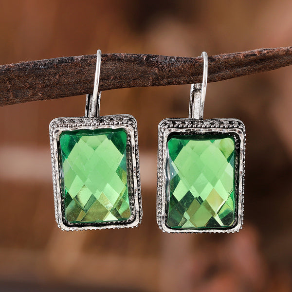 Colorful Zirconia Square Dangle Earrings