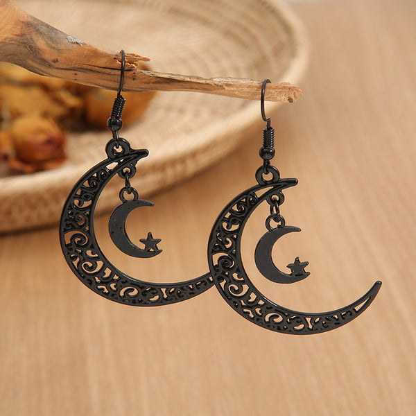 Skeleton Moon Dangle Earrings