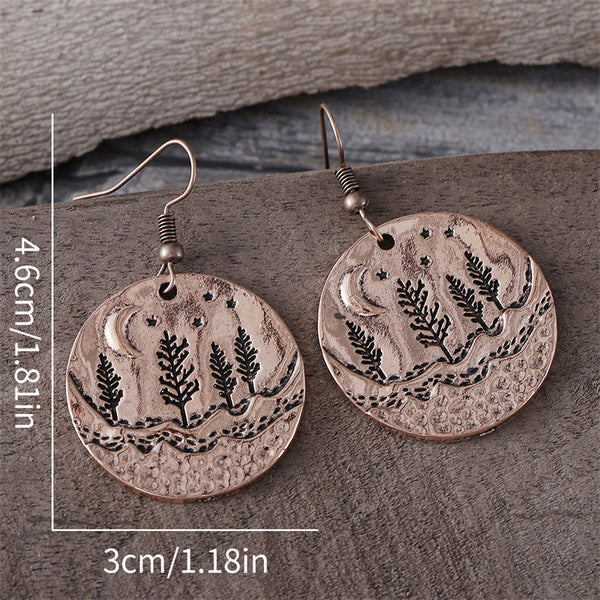 Ethnic Style Moon and Star Dangle Earrings