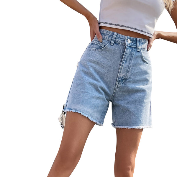 40-Spot-30760 #European and American trend loose casual high waist loose and thin women's denim shorts