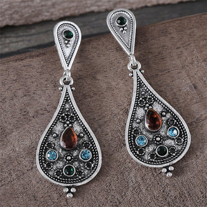 Personalized Retro Tri-color Gemstone Geometric Drops Simple Fashion Earrings