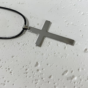 Personalized Cross Black Rope Necklace