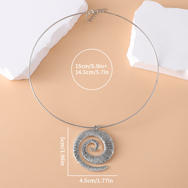 Geometric Spiral Pendant Collar