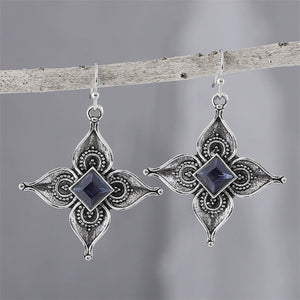 Vintage Set Sapphire Flower Earrings