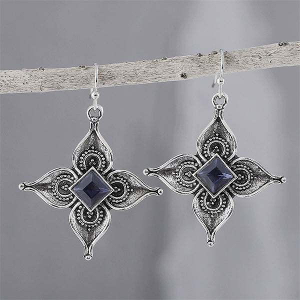 Vintage Set Sapphire Flower Earrings