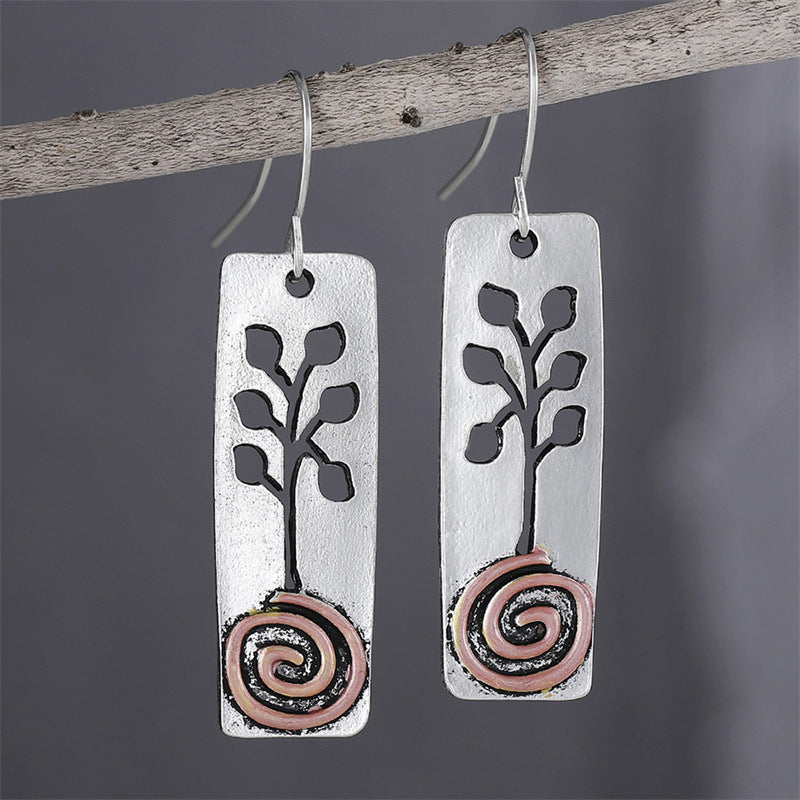 Ethnic Style Twig Spiral Earrings