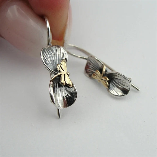 Personalized Dragonfly Embossed Bow Styled Earrings