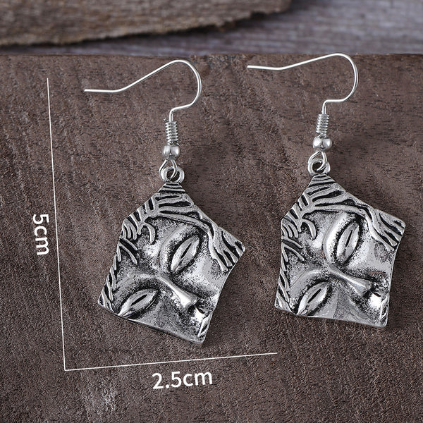 Exaggerated Tribal Human Face Styled Earrings