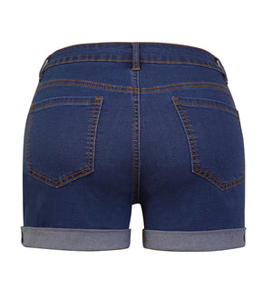 Simple Hip Lifting High Stretch Denim Shorts