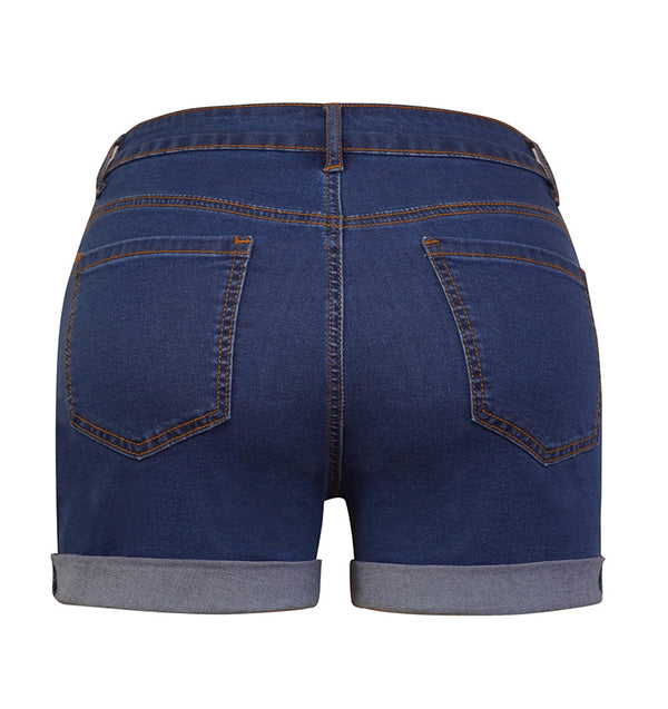 Simple Hip Lifting High Stretch Denim Shorts