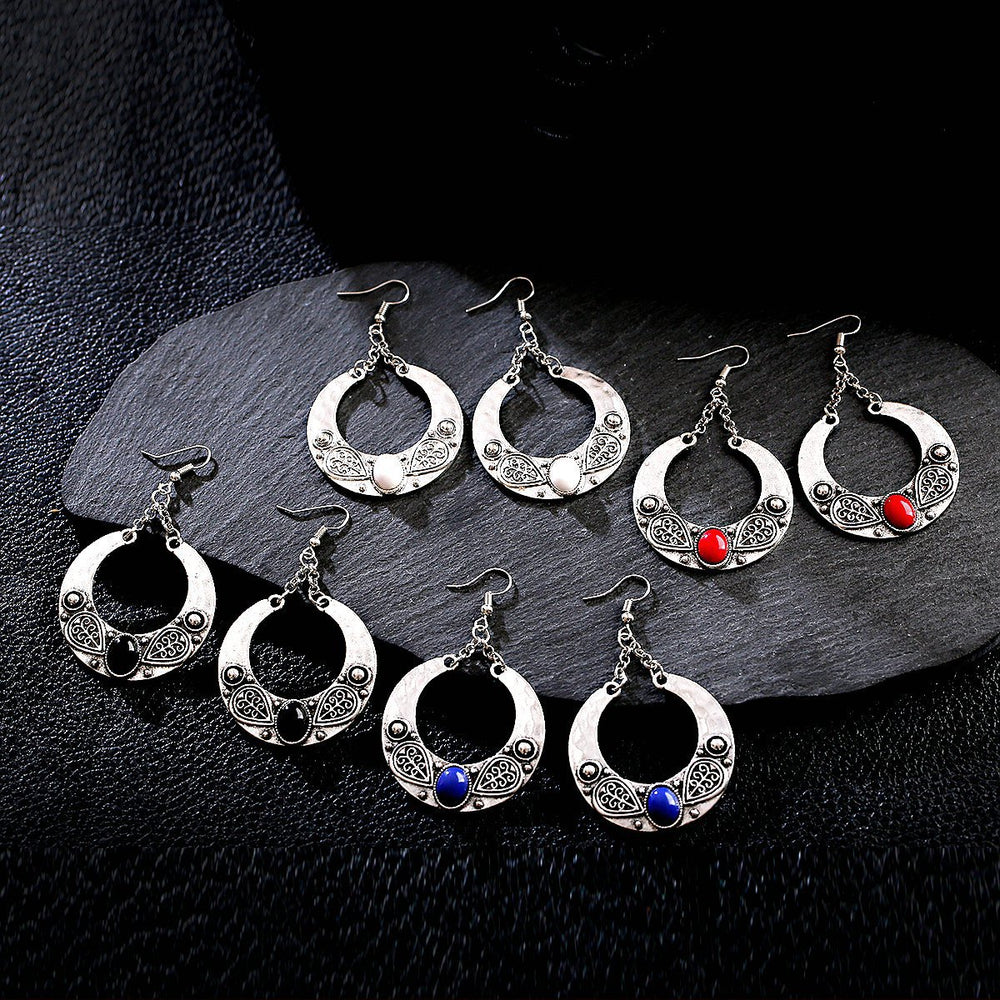 Geometric Circles Natural Stone Earrings