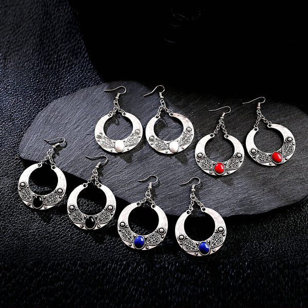 Geometric Circles Natural Stone Earrings