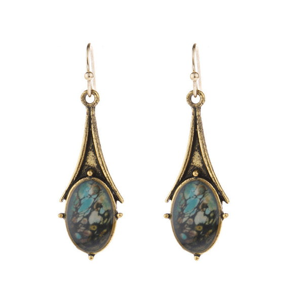 Vintage Gold Marble Earrings