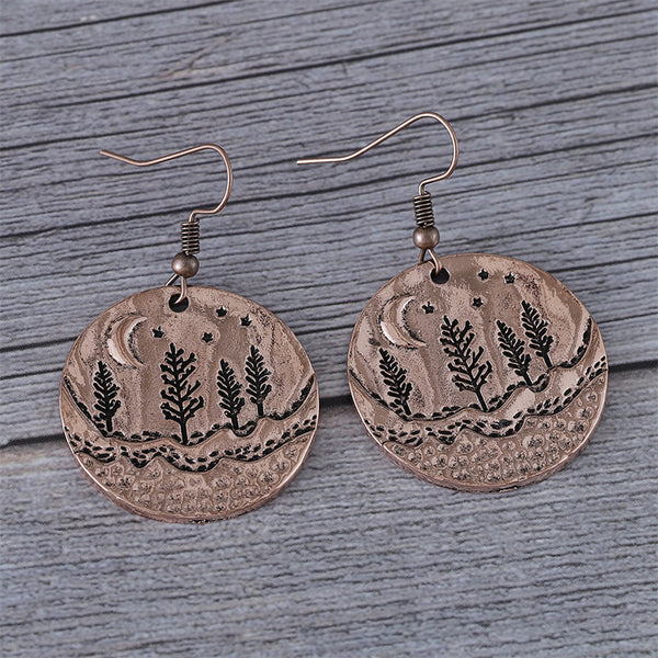 Ethnic Style Moon and Star Dangle Earrings